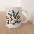 Supplier mockup of the white 11oz mug, showing the right side of the festive wrap