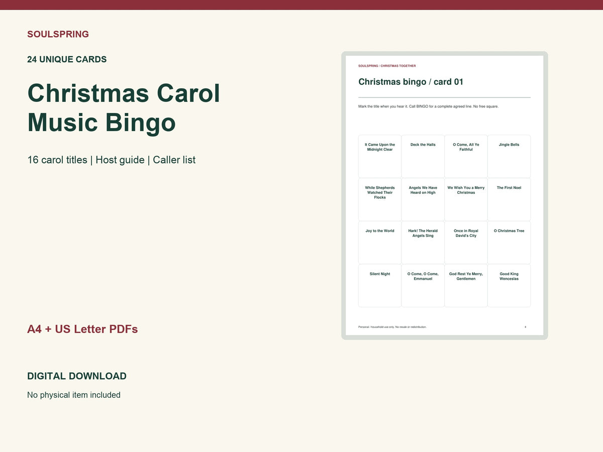 Christmas Music Bingo — contents preview
