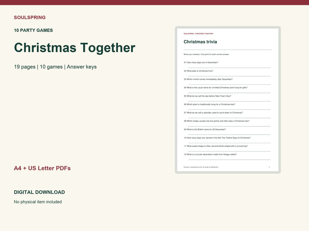 Christmas Party Pack — contents preview