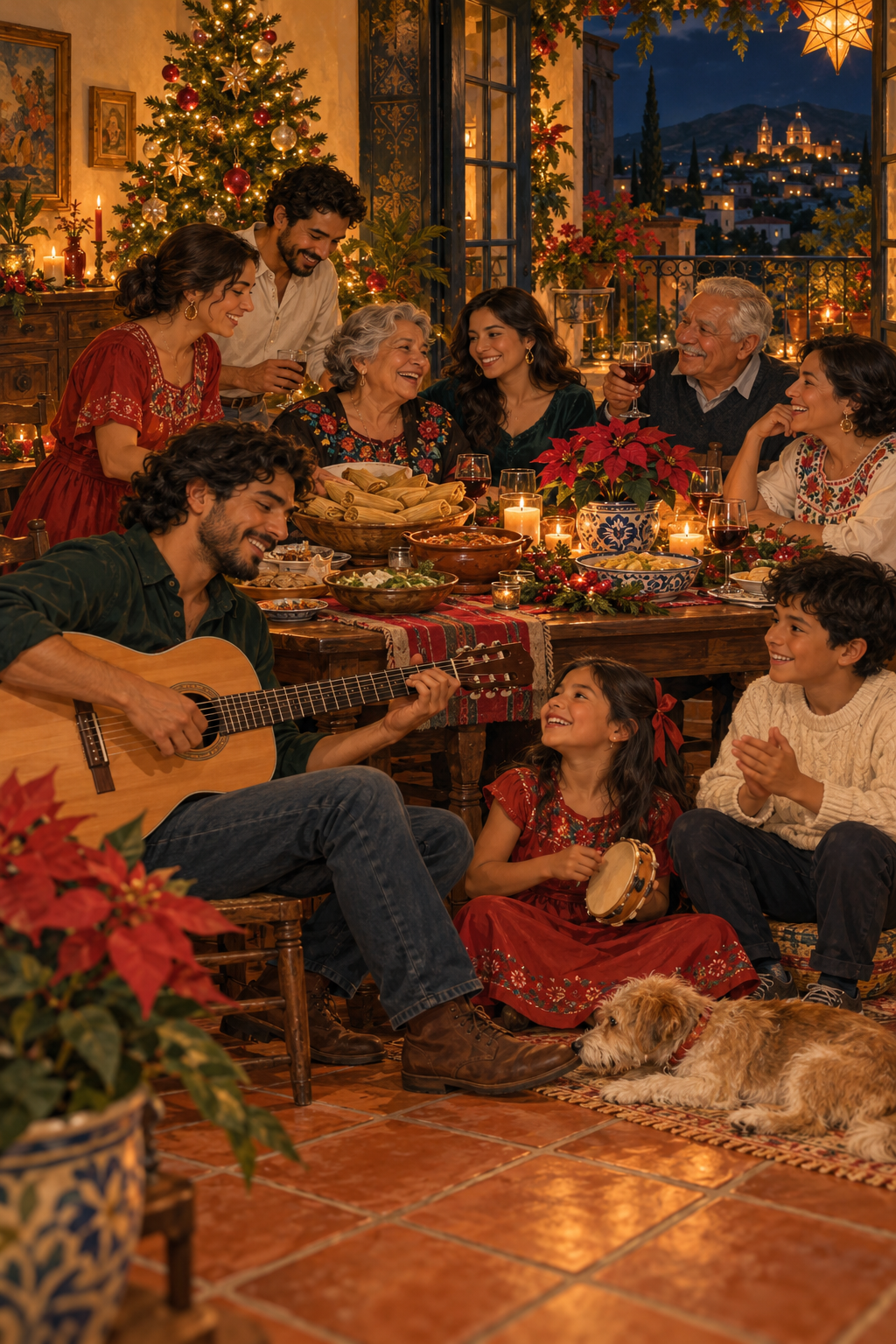 Home for the Holidays — Latin American family celebration artwork
