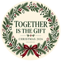 Flat artwork preview for Together Is the Gift ceramic ornament; not a product photograph