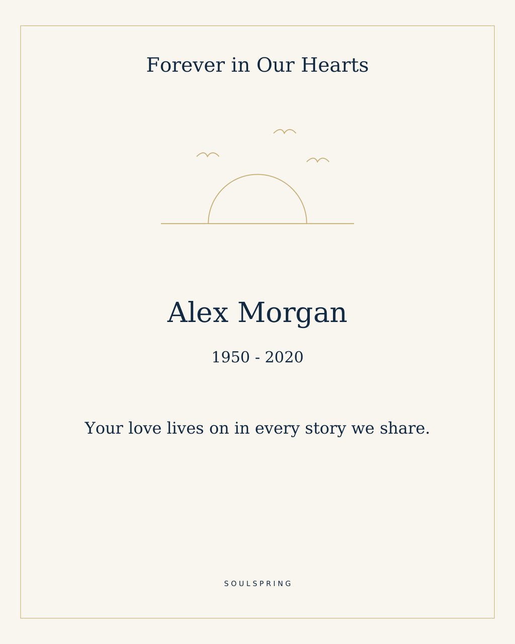 Memorial print, fictional sample wording