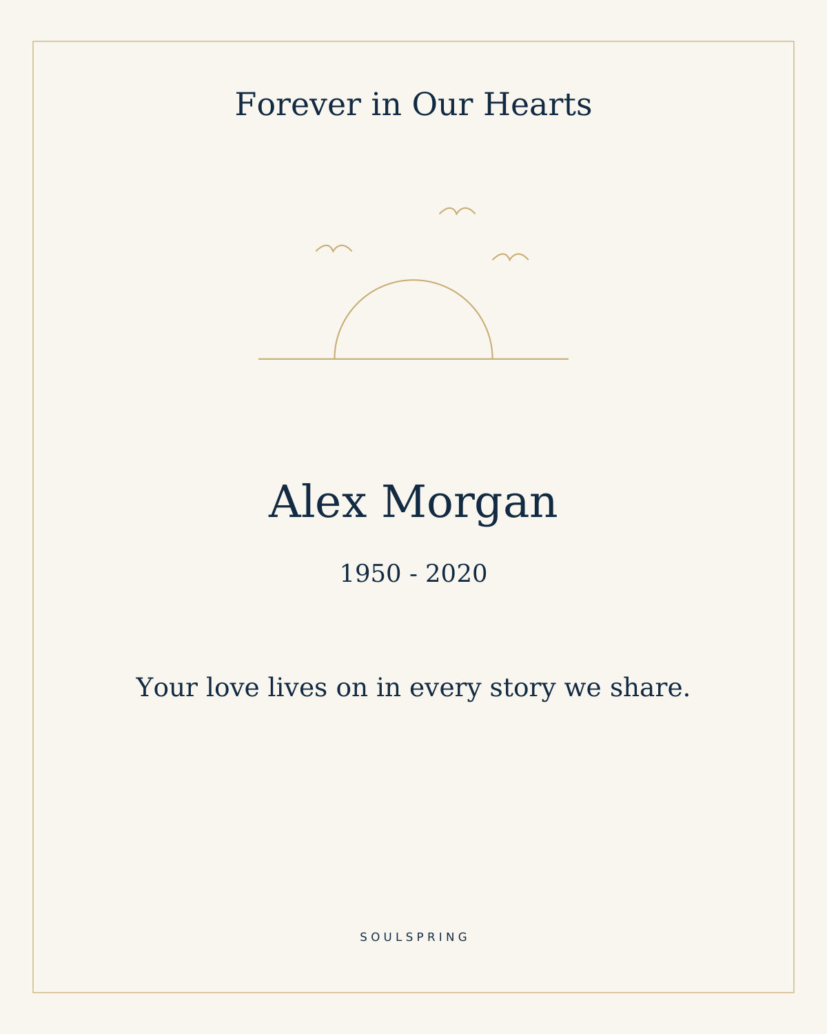 Memorial print, fictional sample wording