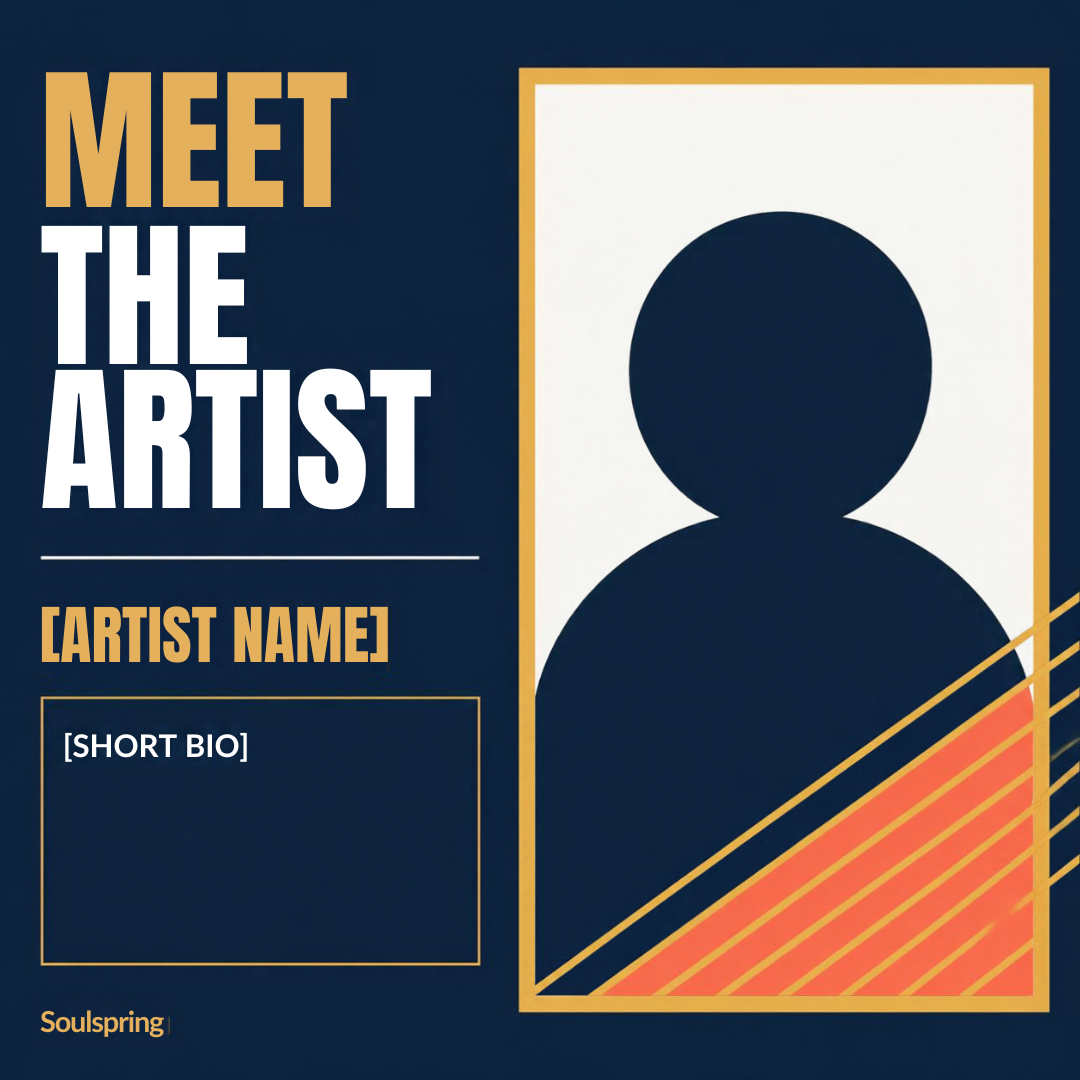 Actual editable Canva layout 4 of 6: Artist introduction; placeholder text shown