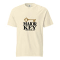 Soulspring Major Key heavyweight T-shirt in ivory with black lettering and an ochre key emblem